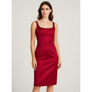Vintage Carlisle Dress Womens 0 Red 100% Silk Satin Sheath Cocktail Y2K 90s